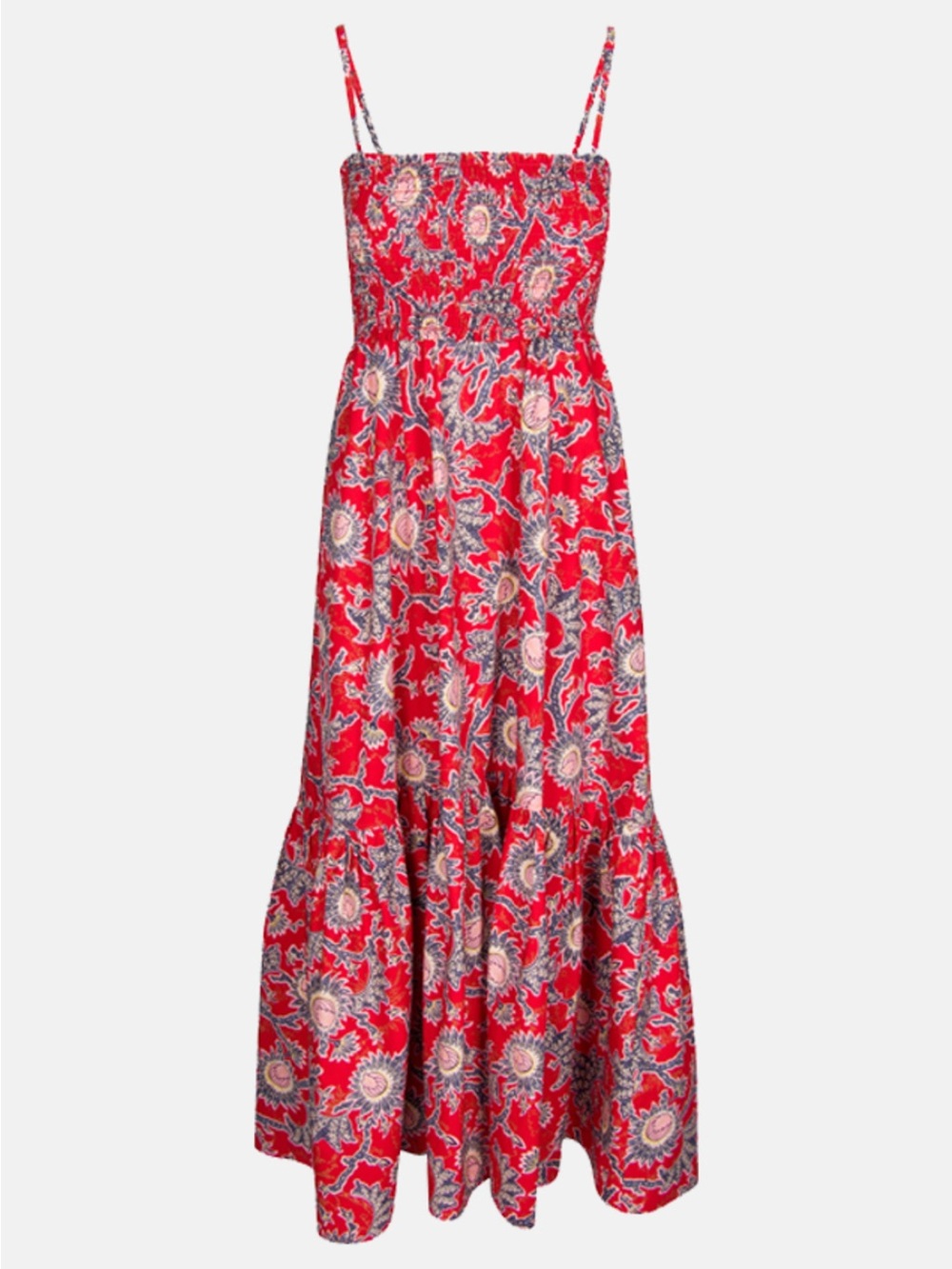 A.L.C. Austyn Smocked Dress, SZ 8, in Apple red/Pink